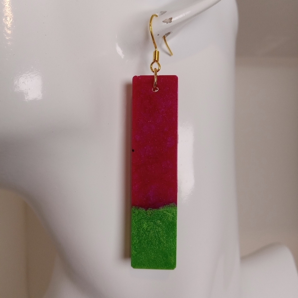 Elegant Pink and Green Dangle Earrings